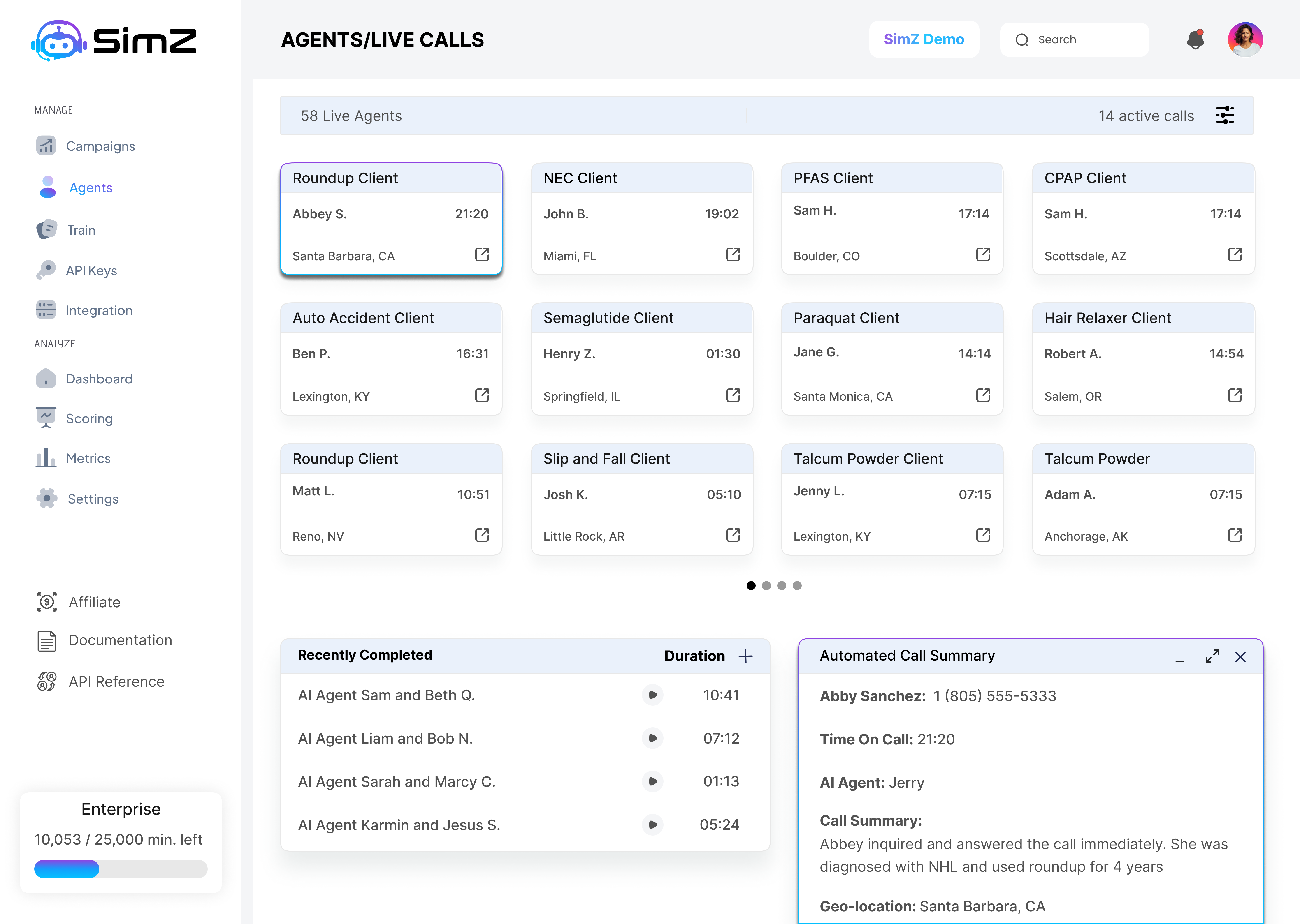 AI Dashboard Interface